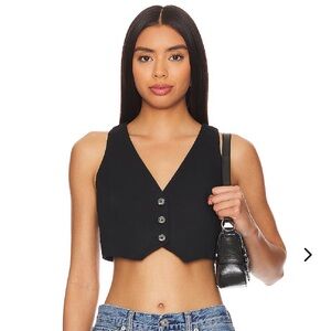 Revolve Lovers & Friends Miley Crop Vest Black Size Medium Button Front